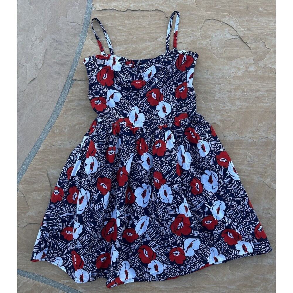 Janie and Jack Navy Blue Floral Sundress with Red and White Flowers